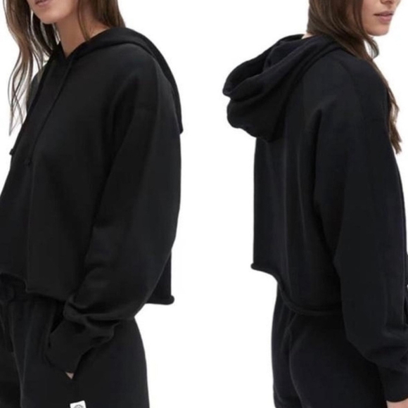 NWT Reigning Champ Lightweight Terry Cut-off Hoodie Women’s Black - Picture 1 of 1
